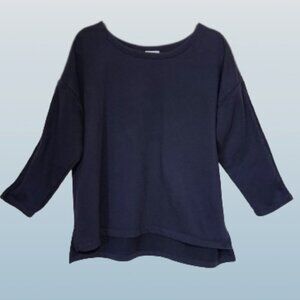 Old Navy Dk Blue 3/4 Sleeve Crochet Embellished Top - XL